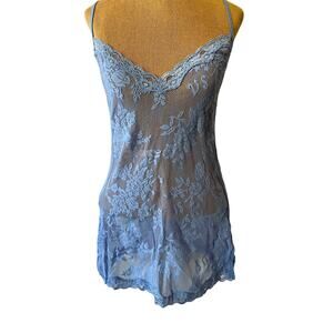 Victorias Secret open lace blue baby doll camisole mini dress lingerie sexy top